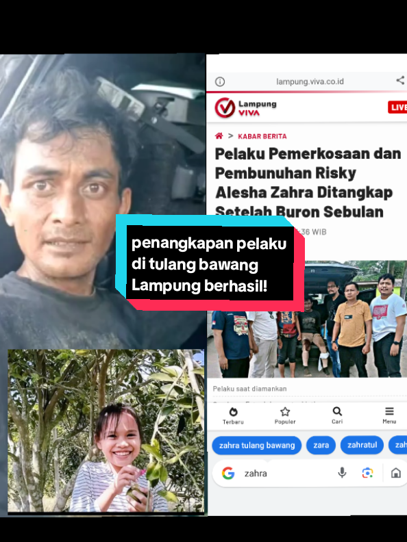 pelaku pemmbuunuhan dan pemerkosn  seorang anak di tulang bawang Lampung akhirnya berhasil ditangkap polisi setelah sebulan buron #kasuspembunuhan #tulangbawanglampung #zahra #ditangkap 