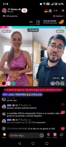 Primera batalla de @John Fernandez Farias  bienvenido a las batallas ahijado , espero que te incorpores al Team Gladys ✈️🇺🇸 Gracias a mi Team por todo su apoyo 🤗❤️#estadosunidos🇺🇸 #viralvideotiktok #moments #batalla #tiktok 