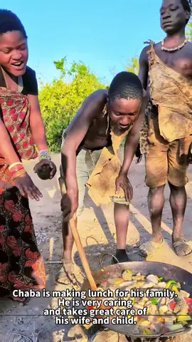 Chaba is making lunch for his family.he is very caring and takes great care of his wife and children #funny #usa #village #foryoupage #cooking #FoodLover #food #hadzabetribe #dudukwe #foryou #chaba 