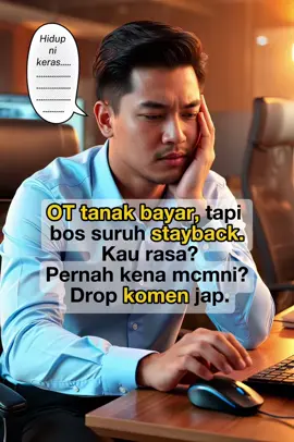 OT tak bayar tapi kerja wajib siap juga. Ada jugak pekerja ofis kena macam ni hari-hari. Kau salah sorang? Komen kat bawah. #ofis 