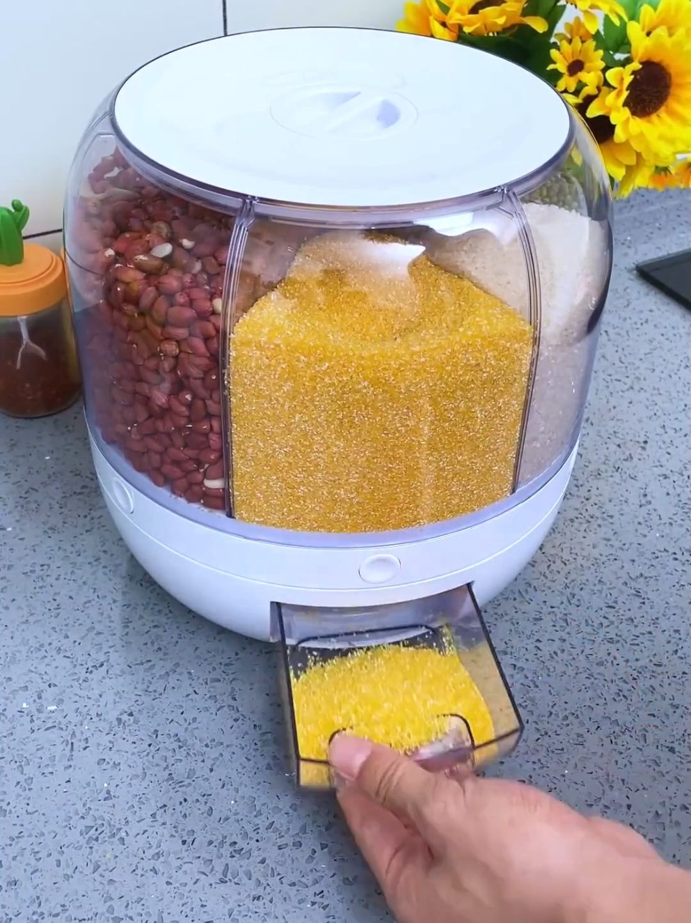 6-in-1 Rotating Food Dispenser – Space Saving, Airtight & Easy to Use! Tired of messy kitchen shelves and scattered grains? 🍚✨ This 6-in-1 Rotating Food Dispenser is the perfect solution for every organized kitchen! With 6 compartments, airtight seal, and one-press dispensing drawer, you’ll keep your pantry clean, fresh, and stylish. ✅ Ideal for rice, beans, coffee, cereal, pasta, and more! ✅ Easy to rotate – just twist and press! ✅ Transparent design so you never run out ✅ BPA-free & food grade material ✅ Minimalist design for modern kitchens Perfect for moms, food lovers, or anyone who loves aesthetic kitchen organization! #KitchenHacks #FoodStorage #DispenserContainer #TikTokMadeMeBuyIt #KitchenGadgets #HomeEssentials #OrganizeWithMe #HomeOrganization #SpaceSaver #PantryGoals #MinimalistKitchen #TemuFinds #SmartKitchen #StorageSolutions 