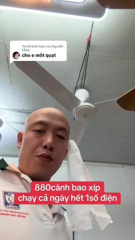 Trả lời @Nguyễn hằng quạt trần điều khiển 3cánh nhôm động cơ nam châm chạy cả ngày hết 1số điện  