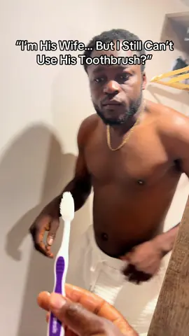 We’ve shared a life, a bed, a bank account but the toothbrush? That’s apparently where he draws the line. How is he so comfortable in this marriage and still acting brand new?  #wifelife #marriagehumor #noprivacy #HusbandThings #couple    