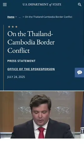 🚨🚨🚨 The United States is gravely concerned by reports of the escalating fighting along the Thailand-Cambodia border. We are particularly alarmed by reports of harm to innocent civilians. We express our deepest condolences on the loss of life. We strongly urge the immediate cessation of attacks, protection of civilians, and peaceful settlement of disputes. https://www.state.gov/releases/office-of-the-spokesperson/2025/07/on-the-thailand-cambodia-border- សហរដ្ឋ​អាមេរិក​មាន​ការ​ព្រួយ​បារម្ភ​យ៉ាង​ខ្លាំង​ចំពោះ​របាយការណ៍​នៃ​ការ​ប្រយុទ្ធ​គ្នា​កាន់​តែ​ខ្លាំង​ឡើង​នៅ​តាម​បណ្តោយ​ព្រំដែន​ថៃ-កម្ពុជា។ យើង​មាន​ការ​ព្រួយបារម្ភ​ជា​ពិសេស​ចំពោះ​របាយការណ៍​នៃ​ការ​បង្ក​គ្រោះថ្នាក់​ដល់​ជន​ស៊ីវិល​ស្លូតត្រង់។ យើងខ្ញុំសូមចូលរួមរំលែកទុក្ខយ៉ាងក្រៀមក្រំបំផុតចំពោះការបាត់បង់ជីវិត។ យើងទទូចយ៉ាងខ្លាំងឱ្យបញ្ឈប់ជាបន្ទាន់នូវការវាយប្រហារ ការការពារជនស៊ីវិល និងការដោះស្រាយជម្លោះដោយសន្តិវិធី។ #ThailandStartedTheWar #cambodia #thailand #UN #us #usa #unitedstates #unitednations #icj #cnn #america #new #war #phnomphenh #government #France #europe #asia #fyp 