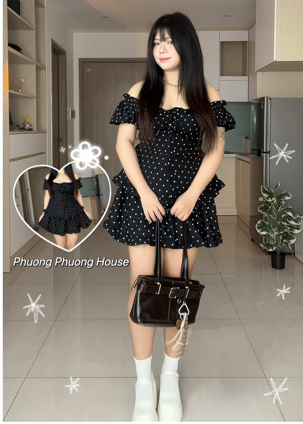 1m6-60kg | Set áo và váy babydoll chấm bi #bigsize #phuongphuonghouse ✨🐻‍❄️ #mochei 