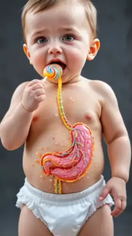 What happens inside baby body after eating?#WormsInsideBody #UnhealthyBabyFood #BabyAnimation #InsideBabyDigest #PixverseViral