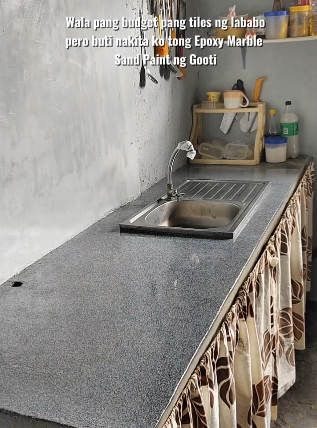 Wala pang budget pang tiles Buti nalang nakita ko tong epoxy marble sand paint ng Gooti  #epoxy #epoxypaint #marble #paint #pintura 