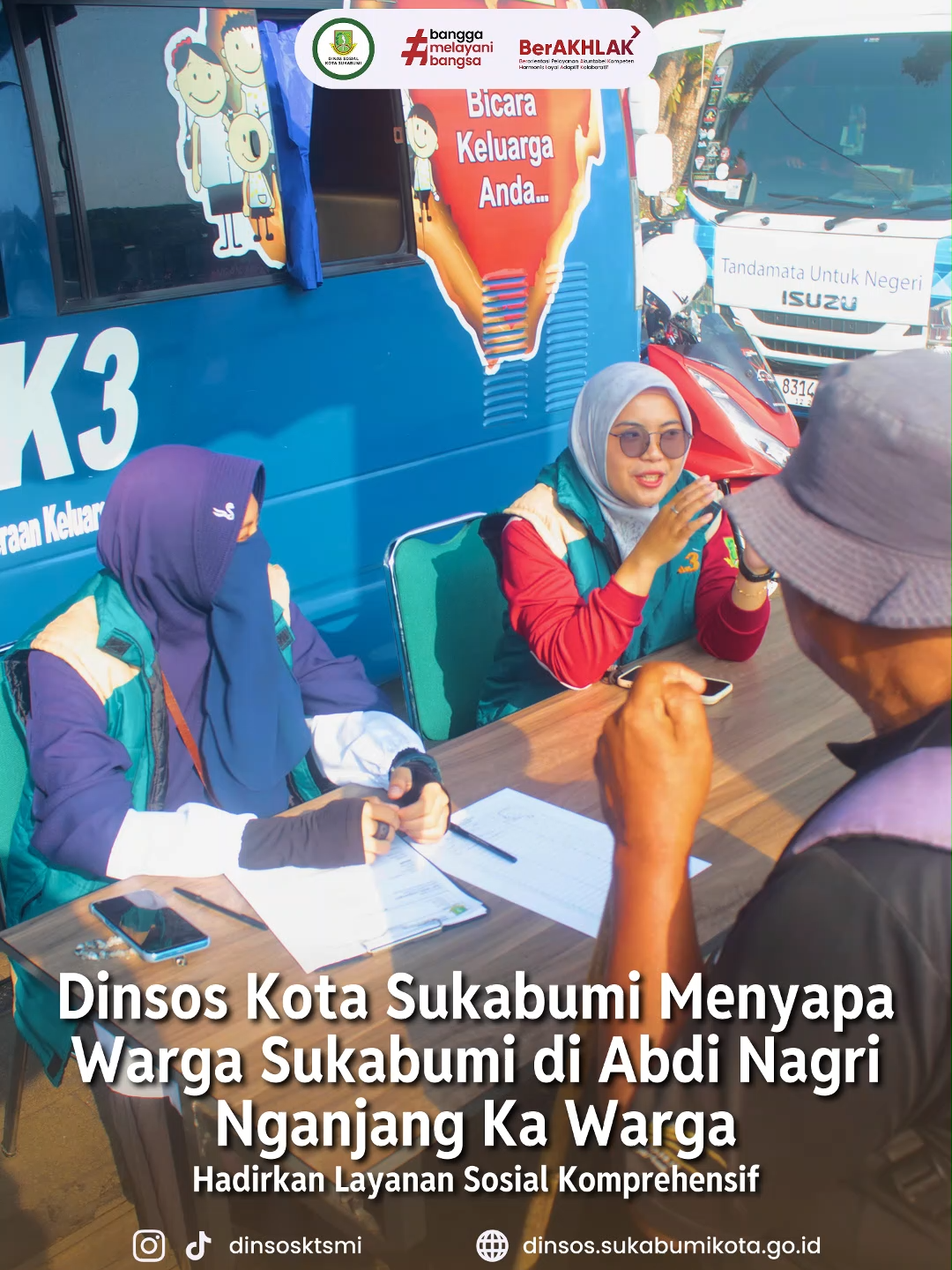 🤝 DINSOS KOTA SUKABUMI HADIR DI NGANJANG KA WARGA #17: DEKATKAN LAYANAN SOSIAL UNTUK MASYARAKAT! 🌟 Hari ini, Jumat, 25 Juli 2025, Dinas Sosial Kota Sukabumi bersama Dinas Sosial Provinsi Jawa Barat dan LK3 Kota Sukabumi, hadir menyapa langsung Wargi Sukabumi di Lapangan Merdeka dalam kegiatan 