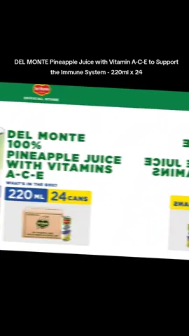 DEL MONTE Pineapple Juice with Vitamin A-C-E to Support the Immune System - 220ml x 24 #delmonte #delmontejuice #pineapplejuice #trending #musthave #juice #delmontephilippines #juiceideas 