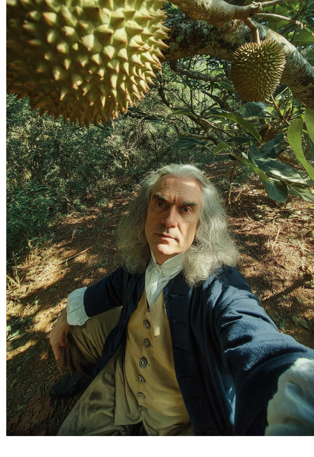 Kalau Isaac Newton kejatuhan durian di Indonesia, sejarah Fisika bakal ditulis oleh Isaac Tangis, S.T (Sarjana Tumbukan).