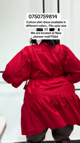 Cotton shirt dress available in different colors  Find us at New pioneer mall PG66  0750759814 We deliver at your cost #plussizefashion #gwizafits #foryoupage❤️❤️ 
