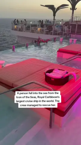 A person fell into the sea from the #IconoftheSeas Royal Caribbean's largest #cruiseship in the world. The crew managed to rescue her. 