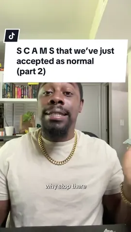 S C A M S that we’ve just accepted as normal (part 2): service and processing fees, tipping, funeral costs, store credit, rent increases for current residents, and overdraft fees.  I'm a financial advisor and I help my clients, a majority of whom are Black millennial women, navigate their financial needs and goals. A lot of my content surrounds the soft life, personal finance, and financial literacy. So if you're a Black Millennial woman with over $100k in income or investable assets and are looking for a Black financial advisor, I'd love to help you grow, protect, understand, and manage your wealth. I hope this helps.