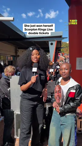 She just won herself a Scorpion Kings Live double tickets #yanolyrics #amapianoisalifestyle #scorpionkingslive #amapiano #fyp #ujstudents #students #mzansitiktok 