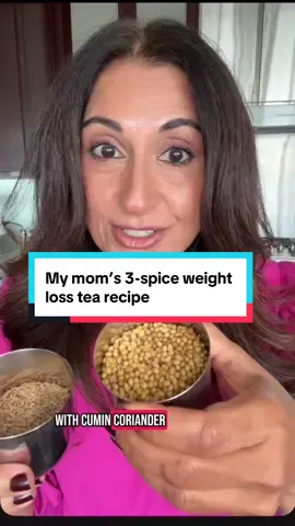 My mom’s 3-spice tea has been part of her daily routine for decades. Now I drink it too. And honestly it helps me feel lighter and less puffy after meals. Not gonna lie it also makes me feel less hungry. Just cumin, coriander and fennel.  Just my experience. Not medical advice. Always check with your doctor before trying something new  #weightlosstea #weightlosstipsforwomen #weightlosstiktok #womenover40 #naturalwellness #bloatingrelief #faceyogaexpert 