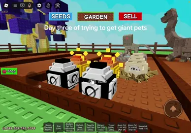 Day three of trying to get giant pets #roblox #robloxfyp #viral #fyp #growagarden #growagardenroblox #daythree 