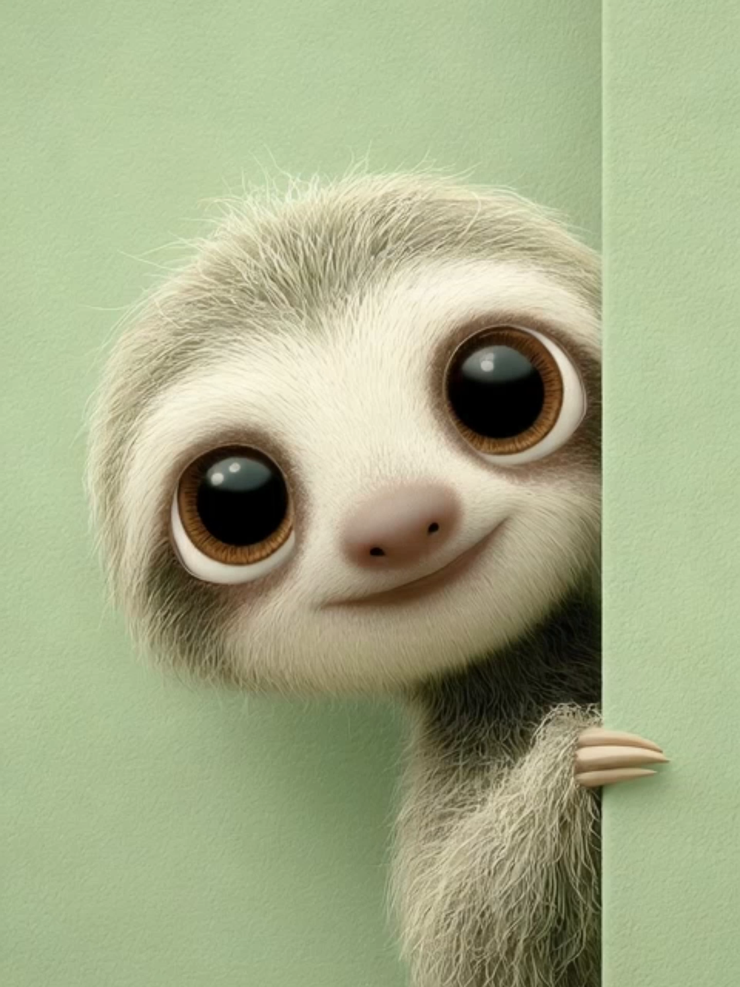 Live Wallpaper | Happy Little Menace 🦥✨ #sloth #cartoon #livewallpaper #tongueout #whimsical #peekaboo #funnyfaces #silly #aivideo #funnyanimal #phonewallpaper