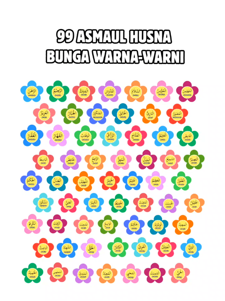Hiasan dinding bunga 99 Asmaul Husna✨😍 #hiasan #hiasandinding #hiasankelas #hiasandindingaesthetic #kelas #kelascanva #asmaulhusna #asmaulhusna99 #asmaulhusnah🥰🤲  #kelas #kelastiktok   #pembiasaan #pembiasaanbaik  #gurupaud #gurutk #gurutiktok #paud #paudindonesia #tk #tamankanakkanak #tamananakanak #fyp #hiasankelas #99asmaulhusna 