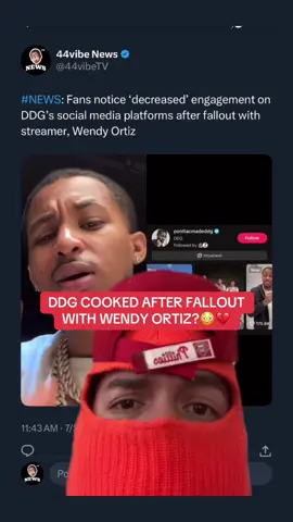 Fans are noticing that DDG’s numbers on social media are actively decreasing with less and less engagement everyday after his fallout with Wendy Ortiz. If you guys weren’t aware, they fell out with eachother after DDG called out the Wotion, or Winion fans, on stream, for ‘ruining’ her chances of collaborations. Wendy Ortiz fans say DDG changed after India Love came in the picture. #ddgpontiacmade #pontiacmadeddg #wendyortiz #wendyortizlive #44vato 