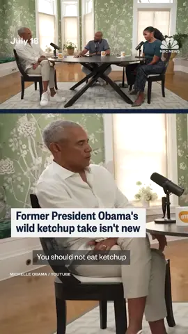 Former President #Obama has shocked the internet with his practically illegal take on #ketchup usage — but he's been an anti-ketchup advocate for years. NBC News' @mayaeaglin takes you through his questionable stance.