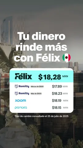 Envía dinero a tu familia en México al mejor precio con Félix.🇲🇽💸  ¡Haz tu envío al mejor precio hoy! #remesas #sendmoney #mexico #felixpago