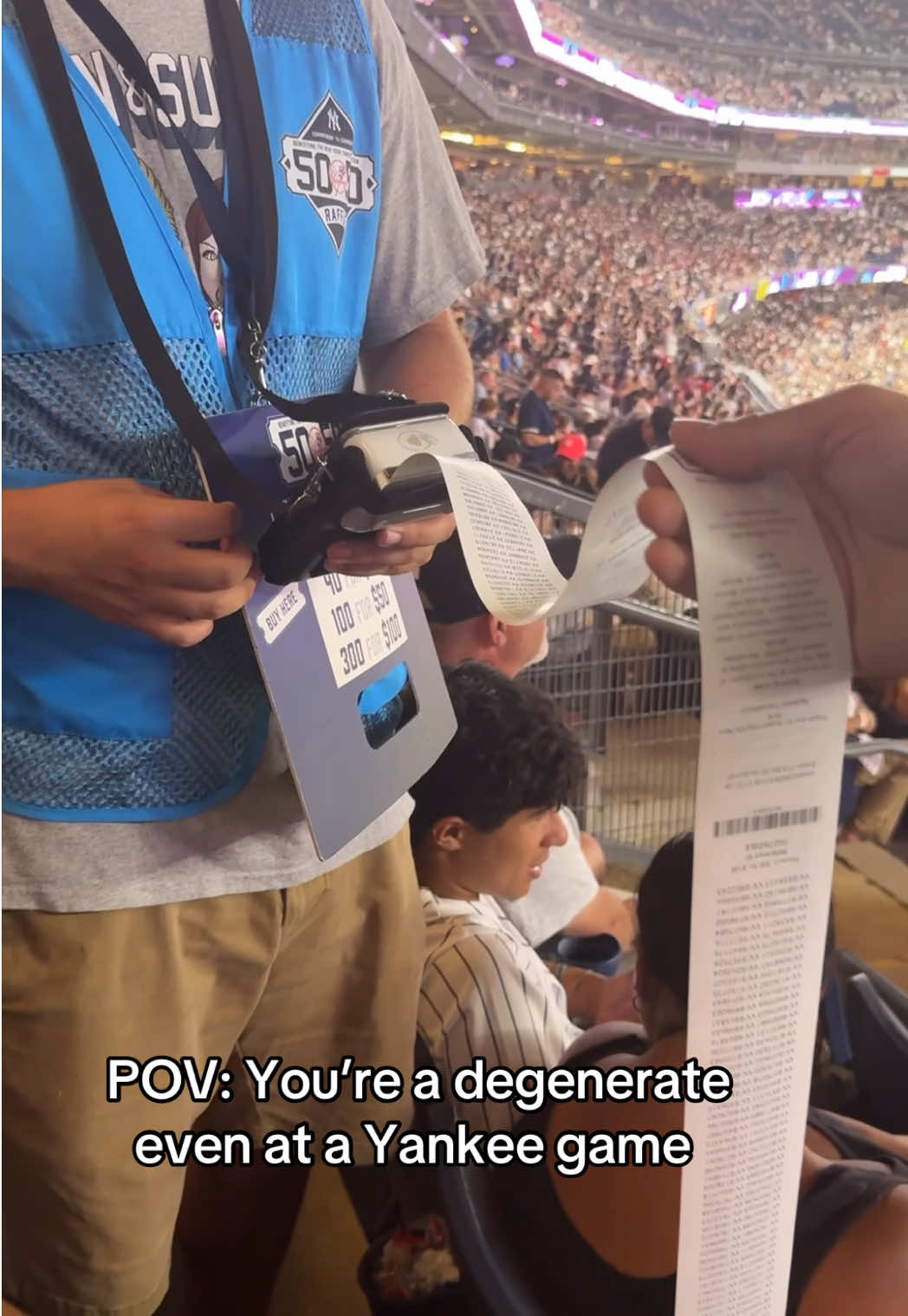 Don’t sleep on the 50-50. Gotta be in it to win it ⚾️🎟️🎰 #gambling #yankees #nyy #5050 #yankeestadium #nyy 
