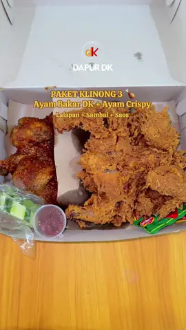 Paket Klinong 3 ( Ayam Bakar DK + Ayam Crispy ) + Lalapan + Sambal + Saos 50rb 🔥 #catering#cateringmurah #dapurdk#dapurdkgrou #dk#klinongklinong#ayambakar2ekor#guramibakar2ekor#50rb#mojokerto#kuliner#nasikotak #jombang#mojokerto #surabaya