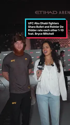 UFC Abu Dhabi fighters Shara Bullet and Reinier De Ridder rate each other 1-10 featuring Bryce Mitchell and Tabatha Ricci LOL #UFC #sharabullet #brycemitchell #reinierderidder #tabatharicci #ninadrama #ufcabudhabi #petryan #brycemitchell #ninadrama #kickboxing #boxing #muaythai #muaythaifighter #muaythaifighter #taekwondo #jiujitsu #brazilianjiujitsu #jiujitsugrappling #jiujitsulifestyle #wrestling #wrestlingtiktok #wrestlingtok #fit #Fitness #grappling #karate #boxing #judo #danawhite