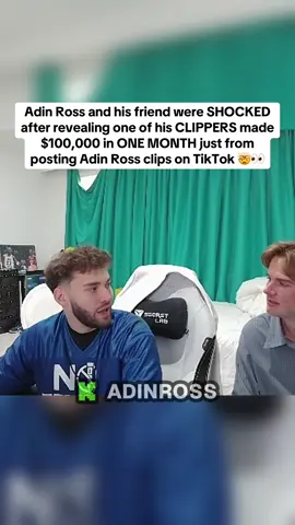 Adin Ross and his friend were SHOCKED after revealing one of his clippers made $100,000 in ONE MONTH 🤯👀 |  #adinross #viral #clips #streamer #fyp #teamwork 