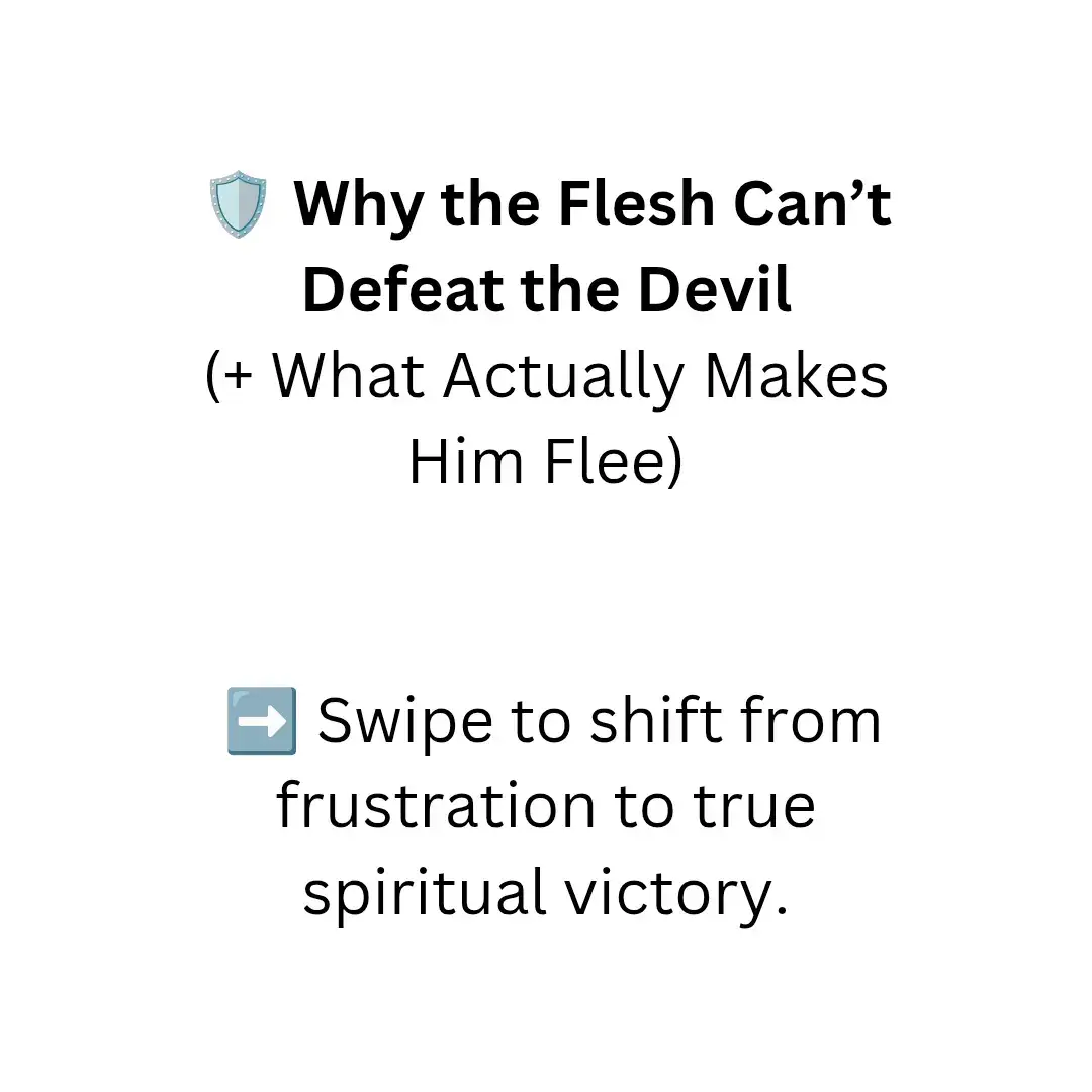 You can cry, scream, and bind the devil all day, but if your flesh is still in the driver’s seat, you’re not walking in true authority. Many believers wonder why the enemy won’t leave them alone - why cycles continue, why attacks repeat, why prayers seem ineffective. But here’s the truth most don’t realize: 🕊️ The devil isn’t moved by your emotions. He’s not intimidated by how mad, hurt, or frustrated you are. He only yields to what he knows he must submit to and that is the Spirit of God, not your flesh. The flesh will never defeat a spiritual enemy because it operates from a lower realm. It’s bound by human logic, reactive emotions, and prideful will. The devil feeds on the flesh more specifically on anger, offense, jealousy, lust, fear, laziness, unforgiveness. But the moment you shift into the spirit, he loses his grip. “Walk in the Spirit, and you shall not fulfill the lust of the flesh.” — Galatians 5:16 Your spiritual rank increases not by how many scriptures you quote or how loud you pray — but by how many temptations you overcome, how many silent battles you win, how often you choose obedience over convenience, and how much you yield to the Holy Spirit over your own will. 🧠 Real spiritual warfare is internal before it’s external. The devil’s biggest battleground is your mind and emotions, because if he can keep you reacting in the flesh, he’ll keep you powerless in the spirit. ⚔️ Flesh can’t carry glory. Flesh can’t cast out devils. Flesh can’t resist darkness. Only a crucified life can. If you want to walk in true authority, die to the part of you the devil has access to. Let the fire of fasting and intimacy with God refine you until the enemy finds nothing in you to grab hold of. This is the kind of believer hell fears. Not just gifted. Not just anointed. But dead to flesh and alive in Christ. Share or repost to help set someone else free!
