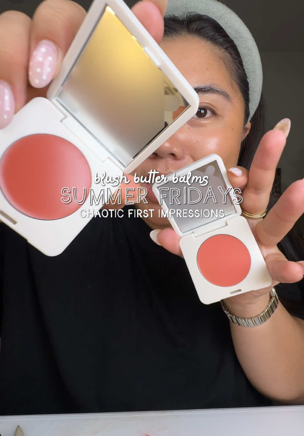 trying the new @Summer Fridays blushes!! toasted terracotta and soft strawberry!! 🍓✨ & taste test @La La Land Kind Cafe !! ☕️#summerfridays #summerfridaysblush #blushbalm #blush #creatorsearchinsights 