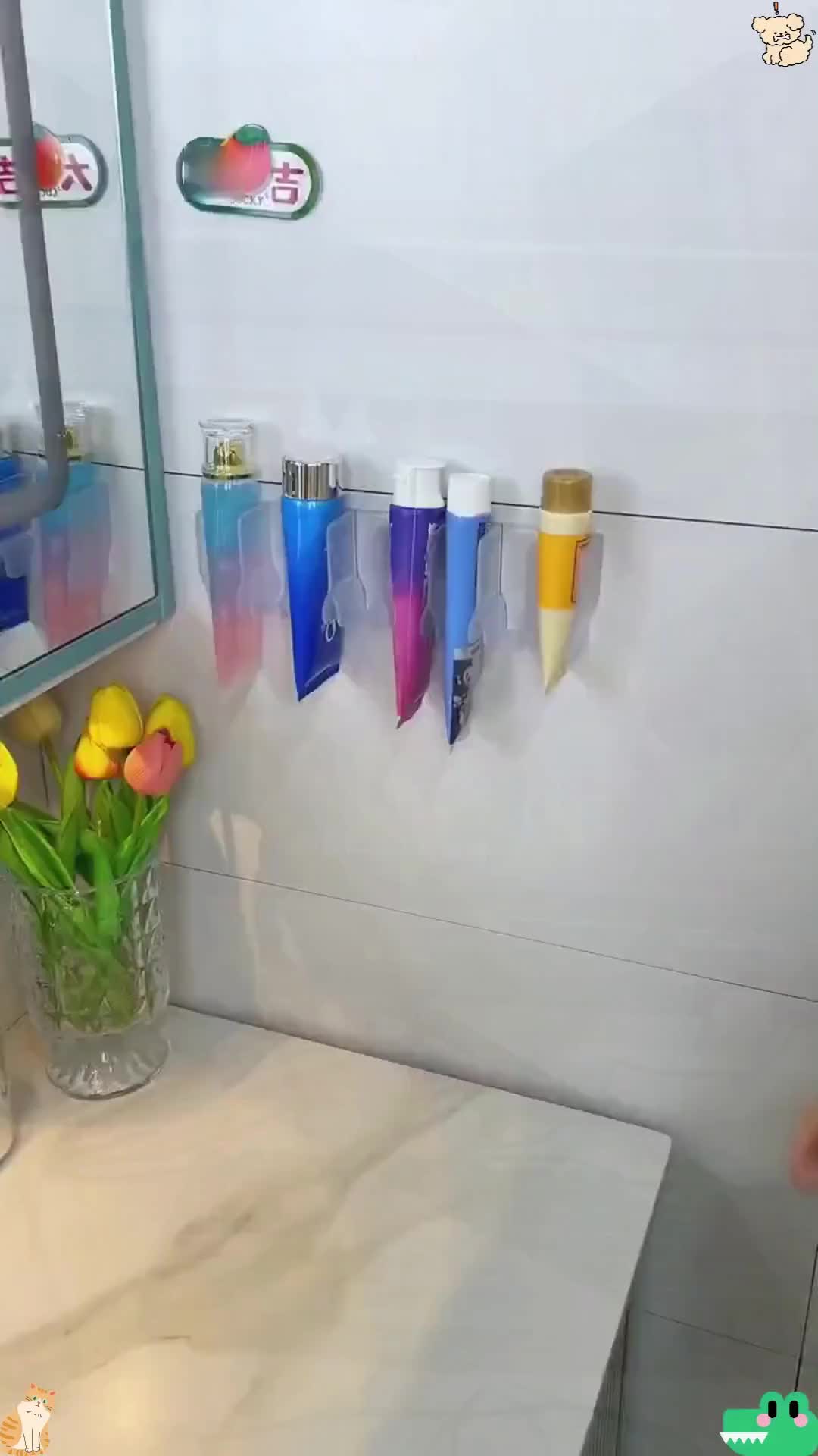 Multifunctional Storage Rack, Wall Mounted, No Drilling Required, for Cosmetic Storage in Bathroom, Mirror Cabinet, Toothpaste Drainage Device Toothbrush 1 Pcs 
