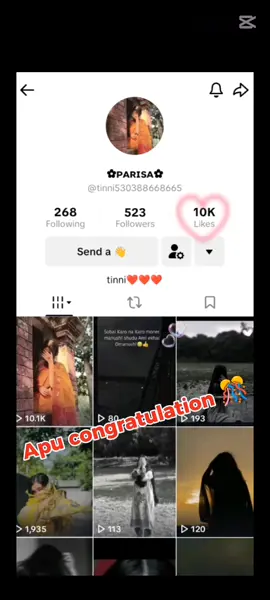 #foryou #trending #🎉🎊❤✨ #@✿︎ᴘᴀʀɪsᴀ✿︎ #Dosti liked down #congratulation Appu 🎉# 