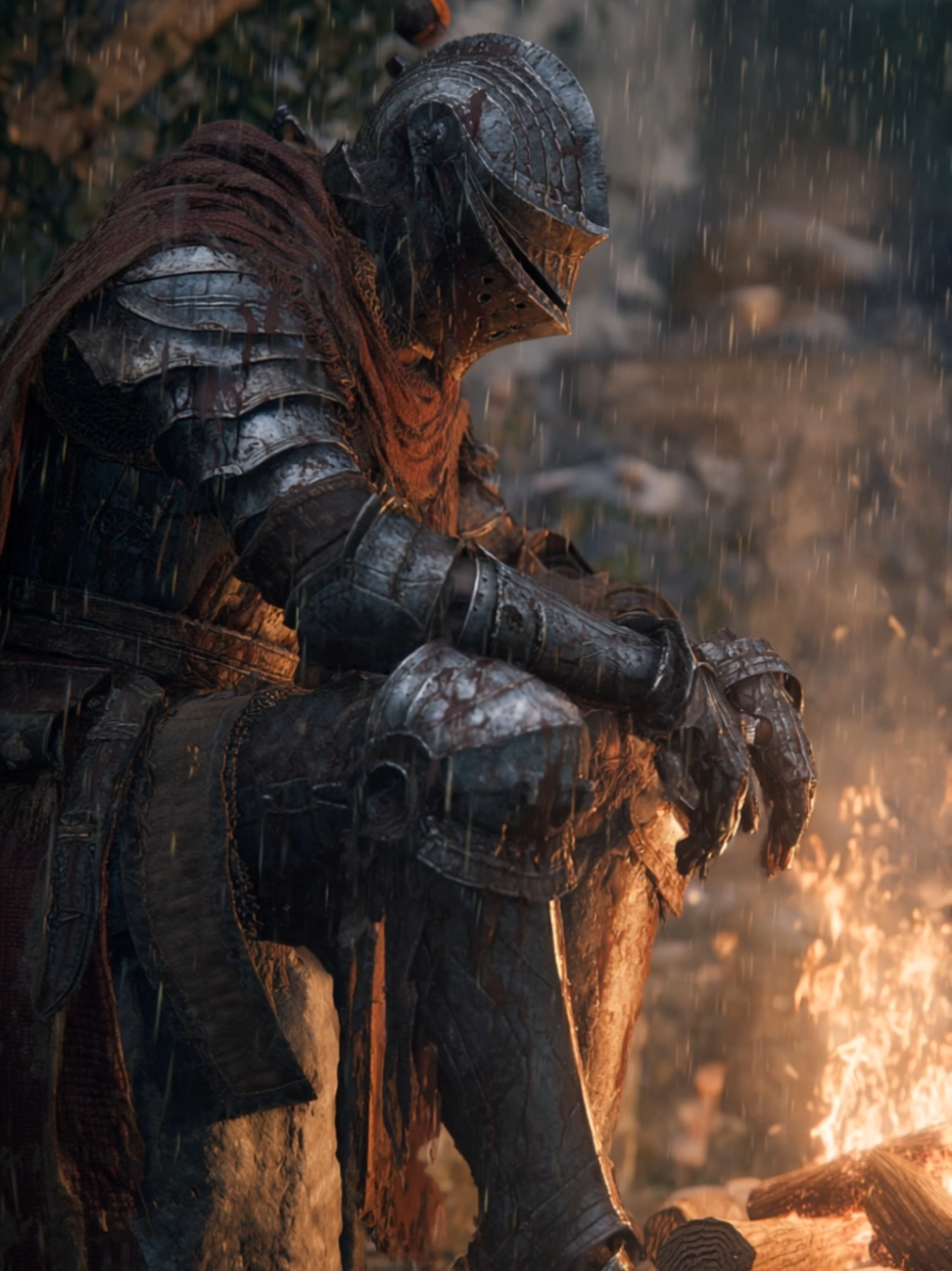 Rain drips slow on battle-worn steel, The fire speaks truths he cannot feel. A knight at rest, yet not at peace— The weight of war grants no release. #fyp #fantasy #darkfantasy #knights #knight #ai #aicontent #aivideo #aigenerated #aicommunity 