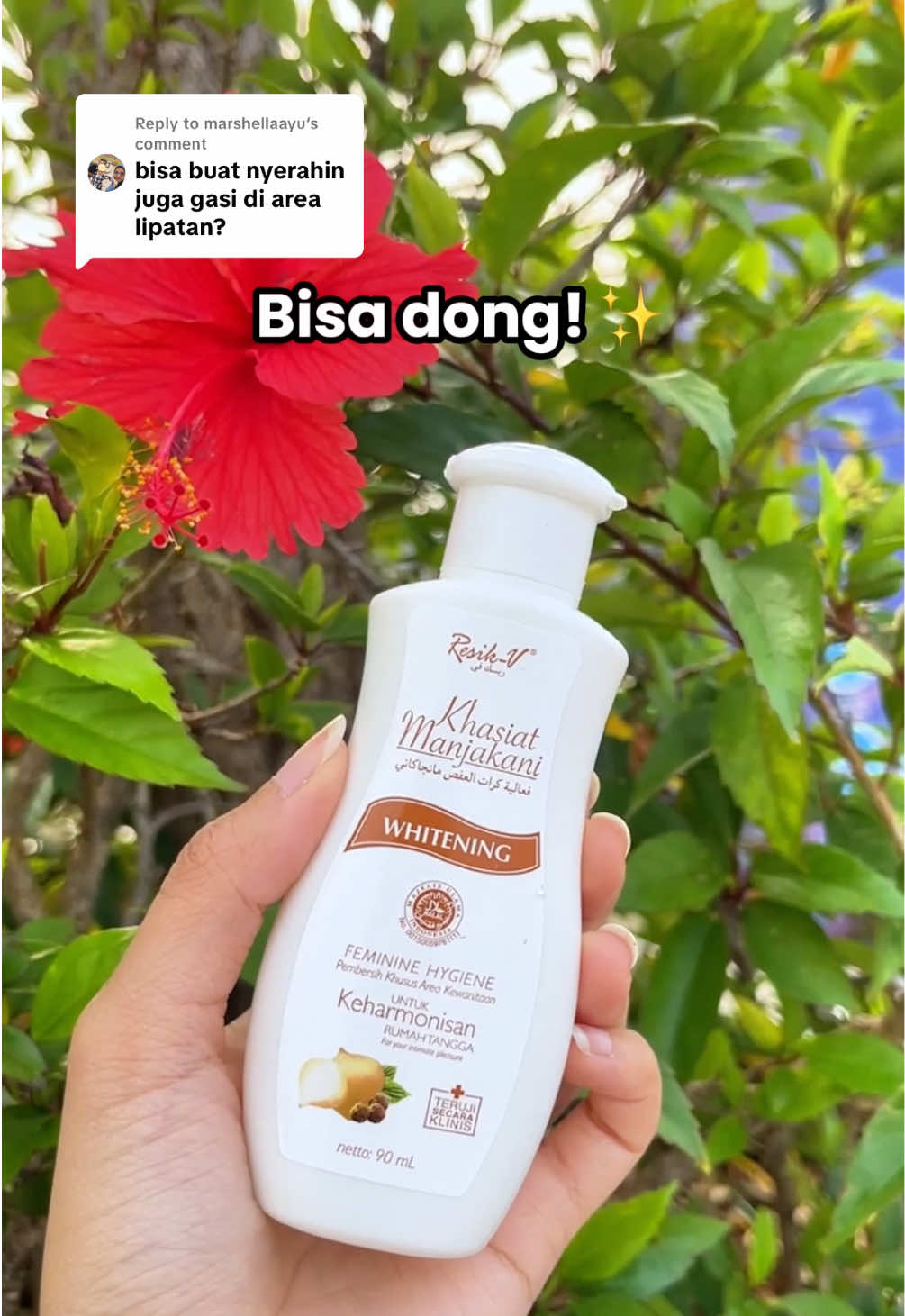 Replying to @marshellaayu Gak usah insecure lagi sama lipatan gelap kalo udah ada Resik-V Manjakani yang gak cuma membersihkan aja, tapi juga bisa bantu mencerahkan & mengencangkan! 🫶🏻✨ #resikv #resikvmanjakani #SelfCare #femininehygiene #pembersihkewanitaan #femininewash #arealipatan #lipatangelap 