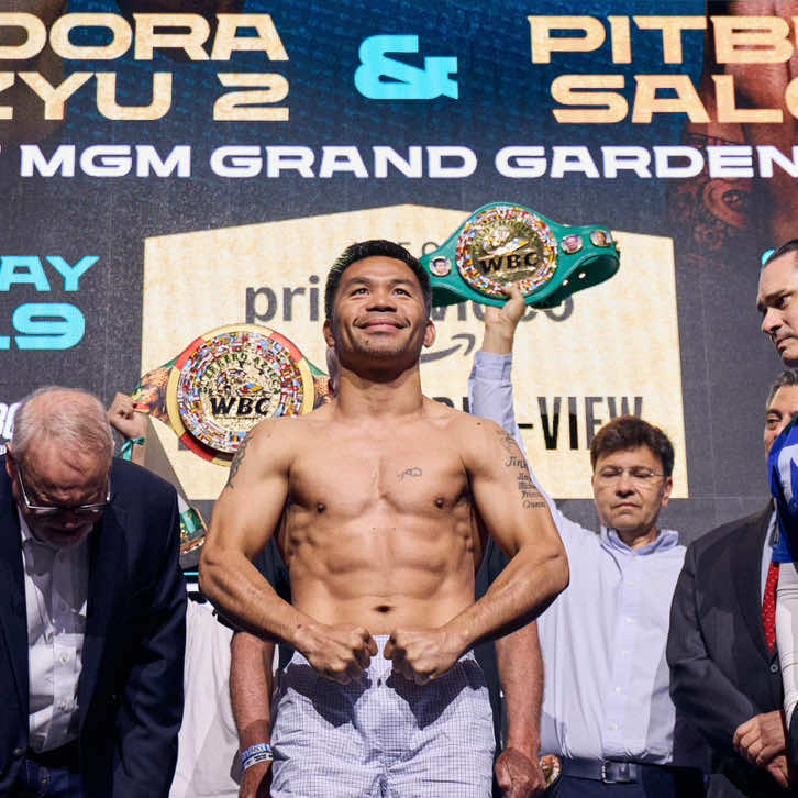 Manny Pacquiao and Mario Barrios weigh in and FACEOFF for the WBC Welterweight World Title yesterday!  All goes down tonight here in Las Vegas! #PacquiaoBarrios #WorldTitle #PBCBoxing #Boxer #Boxeo #PacquiaoBoxing #Fightgame 