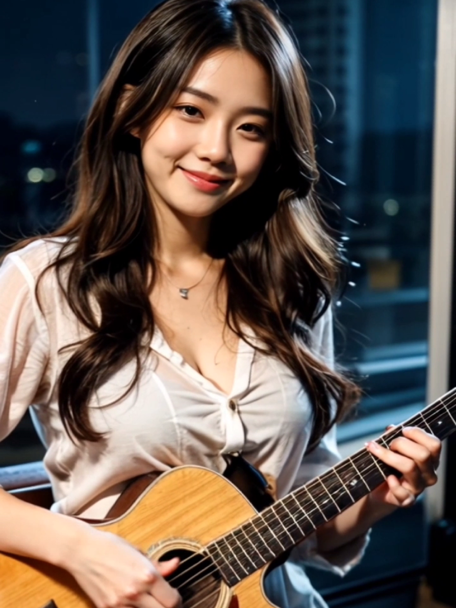 🎵夕暮れ #guitar #ギター女子 #beautifulgirl #ai美女リアル 