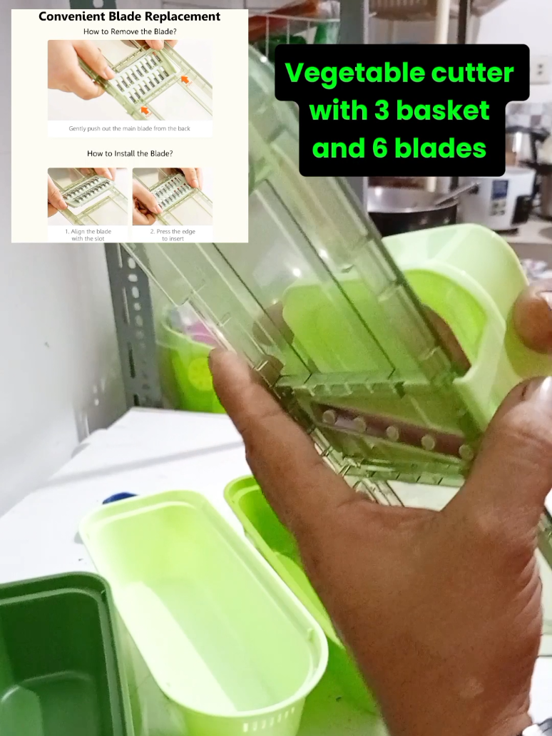 Vegetable cutter with 3 basket and multi blades. 