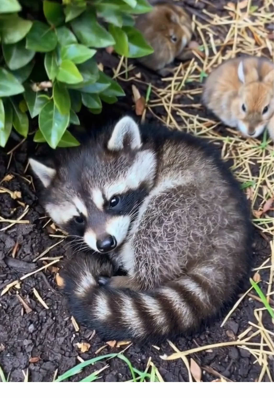 good morning from raccoon and friends! #cute #animals #baby #raccoon #bunny #nature #cuteanimals #loveanimals #BestFriends #fypage