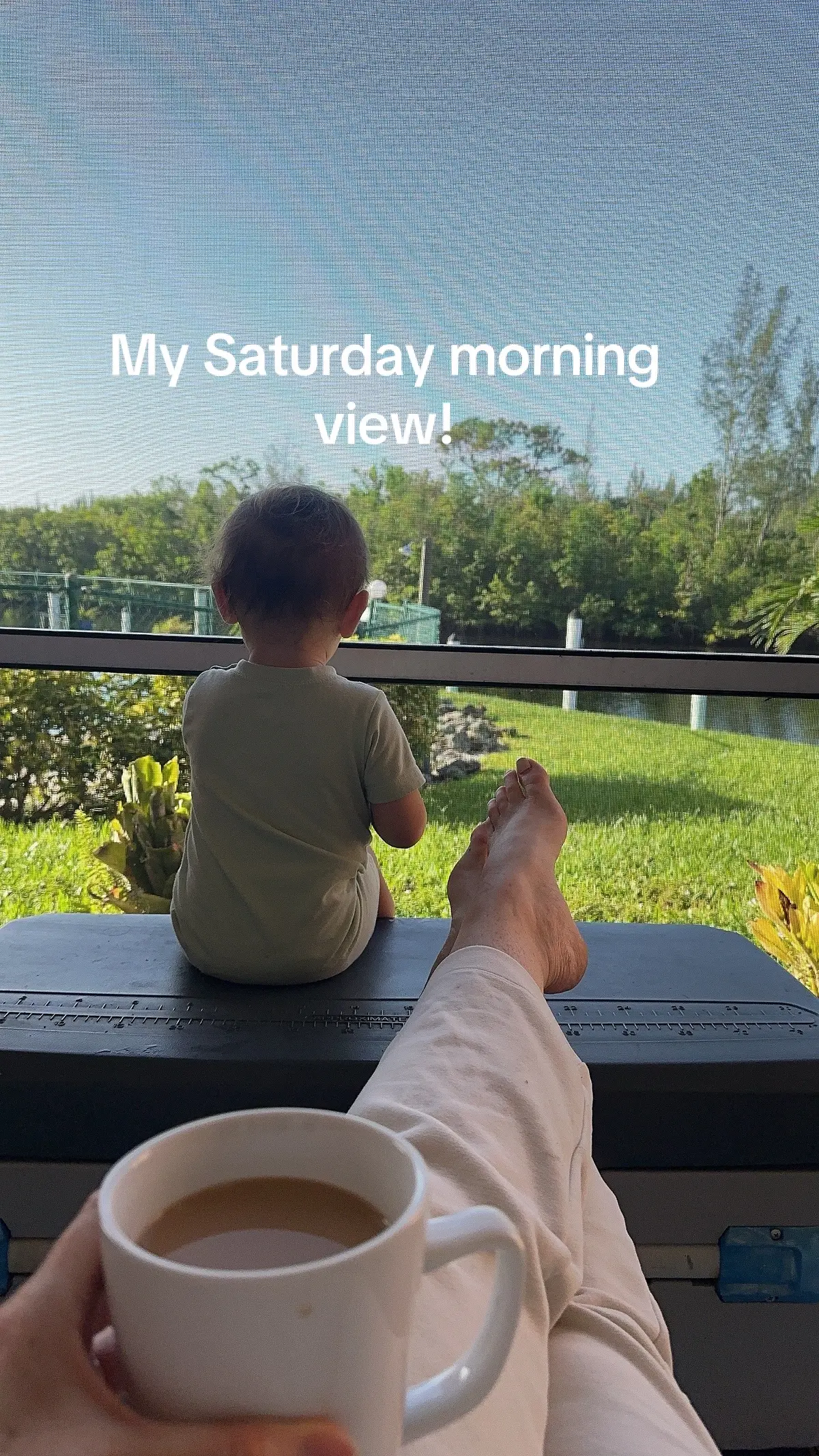 Taking advantage of the early weather Beloit gets too hot! #littleman #saturdaymorning #morningviews #canallife #backporchsittin 