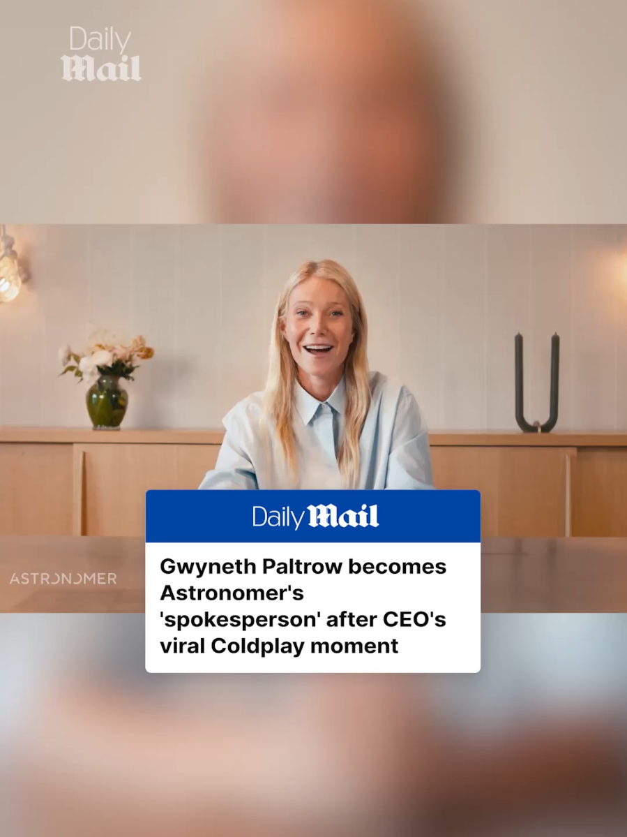 Gwyneth Paltrow has made an appearance on Astronomer's social media page, acting as their 'spokesperson' to answer questions after the company's 'affair' saga. Astronomer's CEO Andy Byron was caught canoodling with his Head of HR Kristin Cabot at a Coldplay concert on July 16 - causing a social media frenzy because of their embarrassed response to blowing up on the big screen. Chris Martin - who is Paltrow's ex-husband and father to her two children - called the couple out at the time for 'having an affair' because of their fraught reaction. Tap the link for the full story on DailyMail.com. #GwenethPaltrow #CEO #Coldplay #Astronomer 