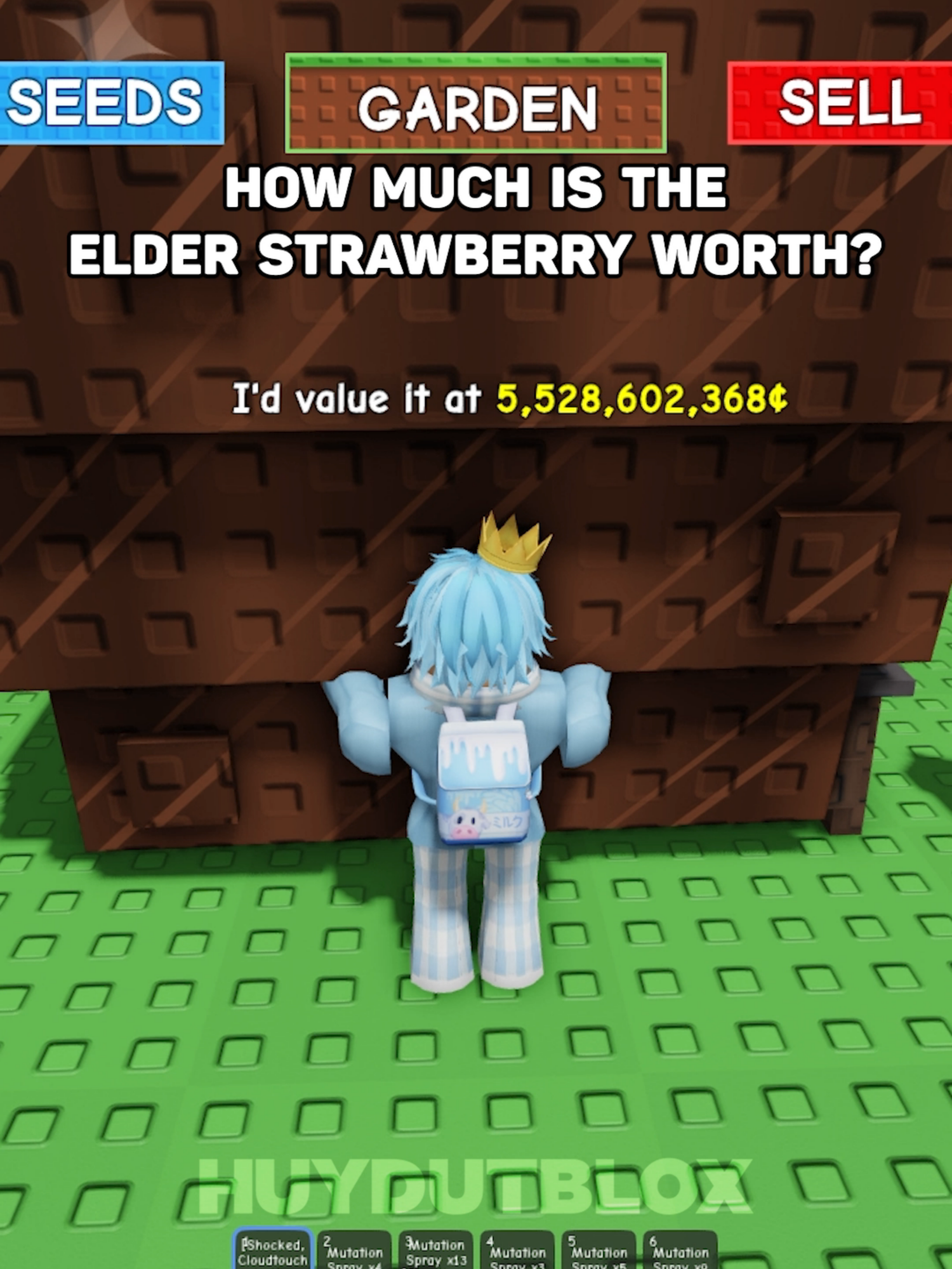 How Much Is The Elder Strawberry Worth?😱 #roblox #huydutblox #growagarden