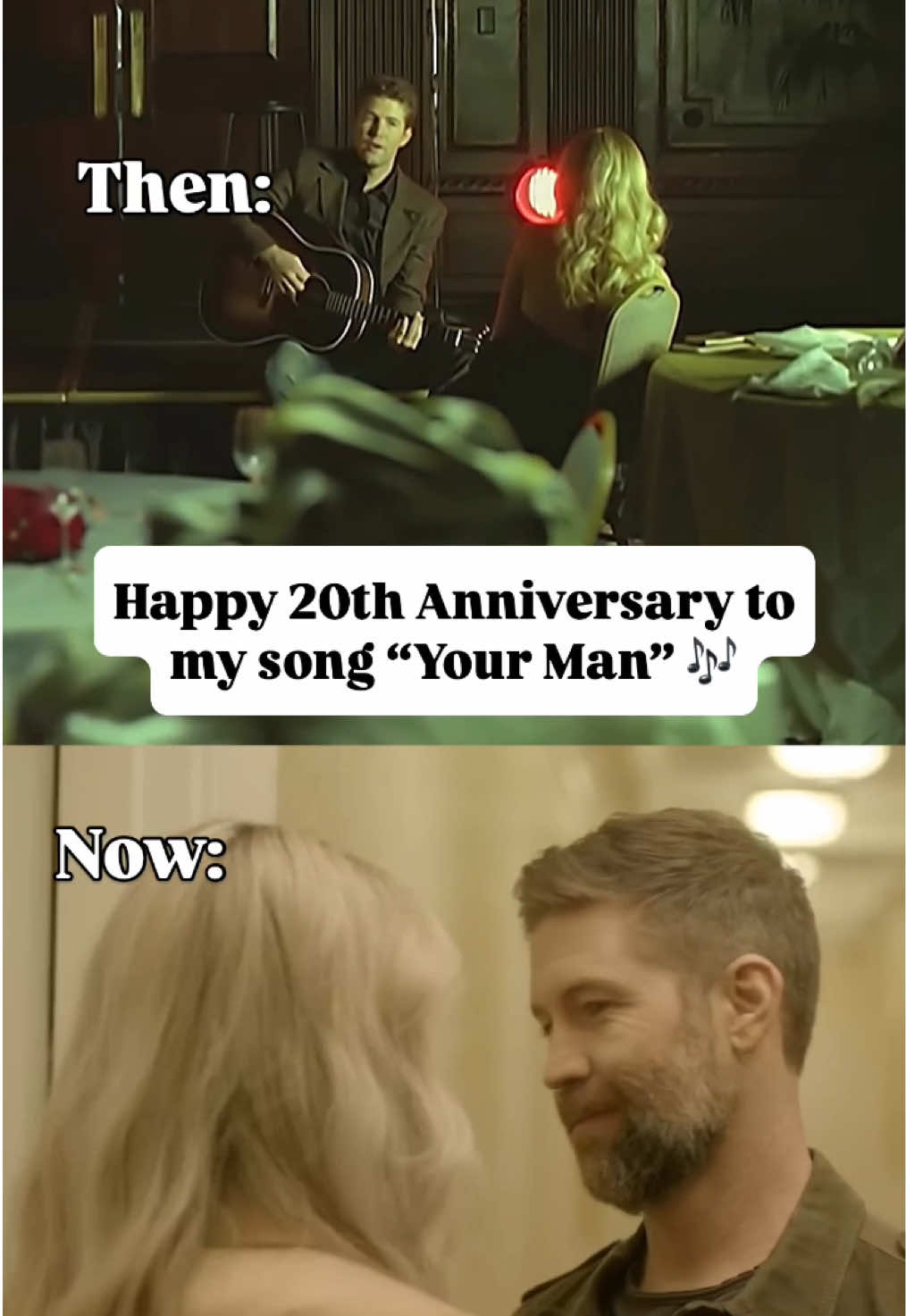 Can't believe that #YourMan turns 20 today! We may be a few years older, but I'd say Jennifer and I have still got it after all these years 😉 Watch the music videos on my YouTube! #YourMan20 #joshturner #thenvsnow #2000scountry  