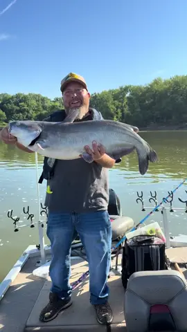 I caught this chunky blue catfish this morning on the Mighty Ohio River. At sunrise we caught a lot of hybrid striped bass, then we switched to catfishing #bluecatfish #riverfishing #ohioriverfishing #catfish #channelcatfish #ohioriverfishing #catchandrelease #fishtok #catchingfish 