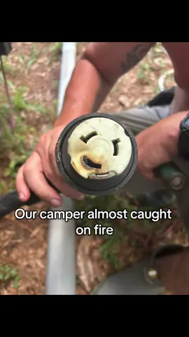 Thanks to @Keystone RV Company for such terrible quality. This easily could have been a fire. The ground wire was touching the metal panel box and causing arching and the wire to over heat. In the end it caused our main plug to burn up like this, burn marks on the ground wires, tears in the wire and now we have no AC, it burned up a fan, can opener and a dehumidifier. I am so thankful it didn’t catch fire and burn it all the ground. This is. 2023 model and we’ve had nothing but problems. After paying what we paid for this thing you’d think the quality would be better. RV/Camper companies need to do better. Stop short cutting and hiring shotty people. That’s all. That’s the rant. I am just feeling blessed that it didn’t end with us not being here and losing everything. #foryou #fyp #fire #psa #foryourpage 