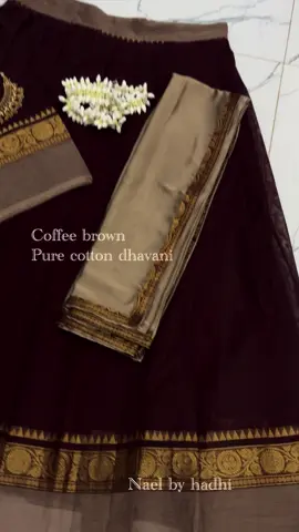 Onam special 🥰 Premium pure cotton dhavani set  Skirt: stitched with lining ( free size)  Blouse: unstitched  Matching contrast dubatta: 2.5 cm  #dhavni #onamcelebration #onamspecial #tiktokonam #naelbyhadhi 