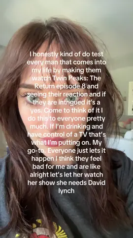 I think I’ve shown every person in my life that episode. No one has seen twin peaks they’re just WHAM atomic bomb WHAM gotta light WHAM swallowing bug #twinpeaks 