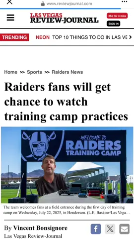 🏈 FREE Raiders Training Camp Practices! Raiders fans, here’s your chance to watch the Silver & Black in action — up close and personal at the Intermountain Health Performance Center! 🖤🏟️ 📍 Practice starts at 8:30 AM and entry is FREE — just make sure to grab your tickets early, they’re first-come, first-served! 🗓️ Open to fans on these dates: • Sunday, July 27 • Monday, July 28 • Friday, August 1 • Tuesday, August 5 • Sunday, August 10 • Wednesday, August 13 • Thursday, August 14 🚗 Parking opens at 7 AM off Amigo Avenue. #LasVegas #thingstodoinvegas #vegas #Raiders #RaiderNation #VegasEvents #FreeVegasEvents   