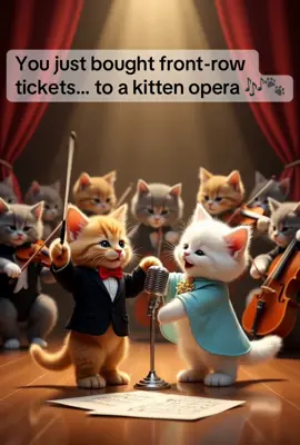 From tiny paws to a grand stage… 🎻🐾 The cutest opera you’ll ever see! 🎤✨#kittenorchestra #Singingcats #OperaTok #cutekittensdaily #viralpetvideo #orangeandwhitekittens #purrfectperformance #PixelPawsConcert 