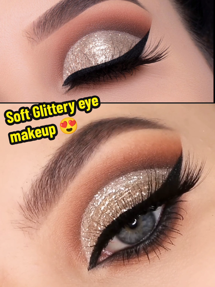Soft Glittery eye makeup 😍 #makeup #eyes #eyemakeup #eyeshadow #viralmakeup #glitter #viralvideos #cosmetic #pigment #tik_tok #fyp #foryou #foryoupage❤️❤️ #viral #glitters #trendi #creatorsearchinsights 